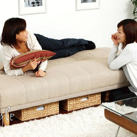 Canapé scandinave japonais EVANGELINE RITZ en bois massif nordique (6 couleurs)