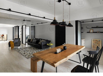 Table à manger en bois massif FINN Table de conférence en bois dur de design nordique scandinave