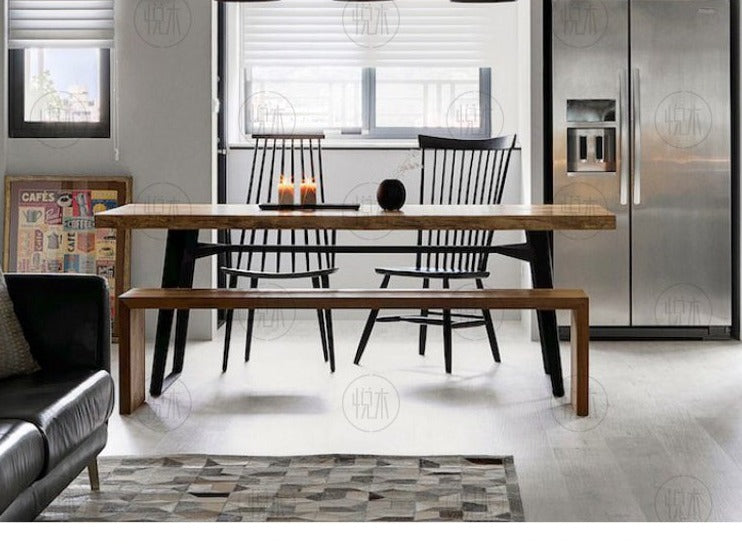 Table à manger en bois massif FINN Table de conférence en bois dur de design nordique scandinave