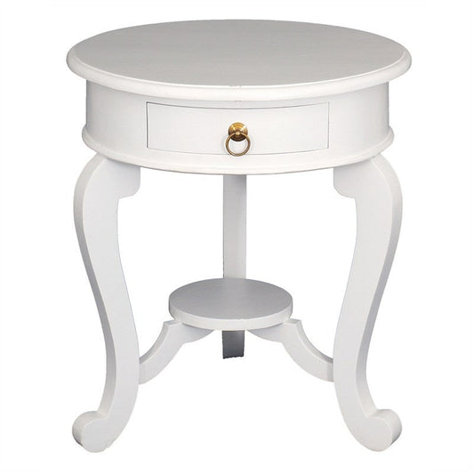 Table de chevet ronde française de 55 cm de diamètre avec pieds cabriolet
