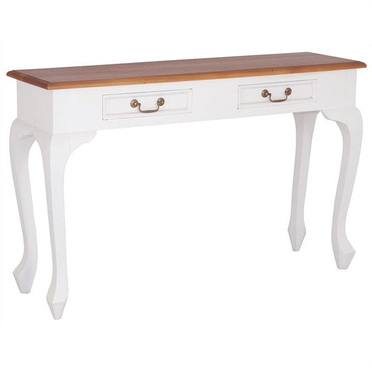 Console française à 2 tiroirs, table de canapé 120 cm
