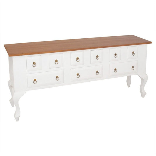 Console de canapé française Jennifer 9 tiroirs 180 cm