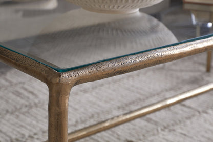Table basse Gilasi en métal moulé et verre - Laiton antique