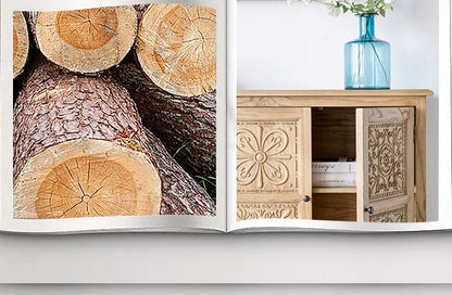 Buffet marocain français GENESIS en bois massif sculpté rétro, meuble console TV 