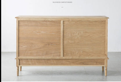 Buffet marocain français GENESIS en bois massif sculpté rétro, meuble console TV 