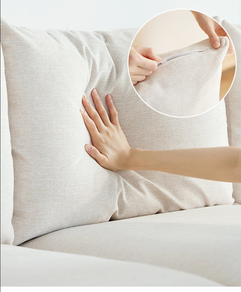 Canapé GRACE en bois massif au design nordique japonais (6 tailles au choix, 8 couleurs de tissu au choix)