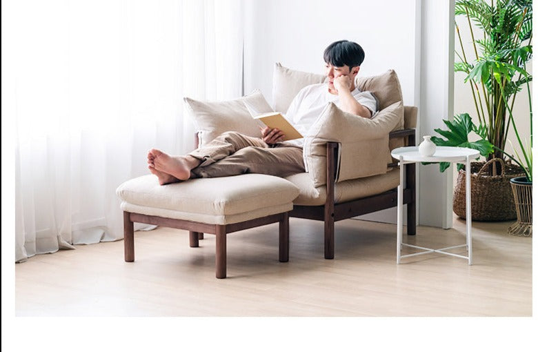 Canapé GRACE en bois massif au design nordique japonais (6 tailles au choix, 8 couleurs de tissu au choix)