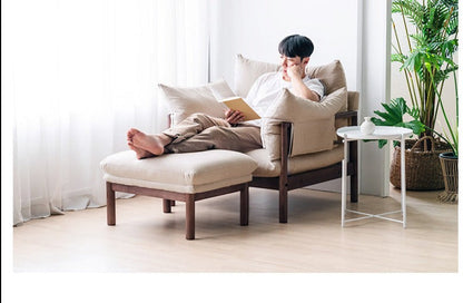 Canapé GRACE en bois massif au design nordique japonais (6 tailles au choix, 8 couleurs de tissu au choix)