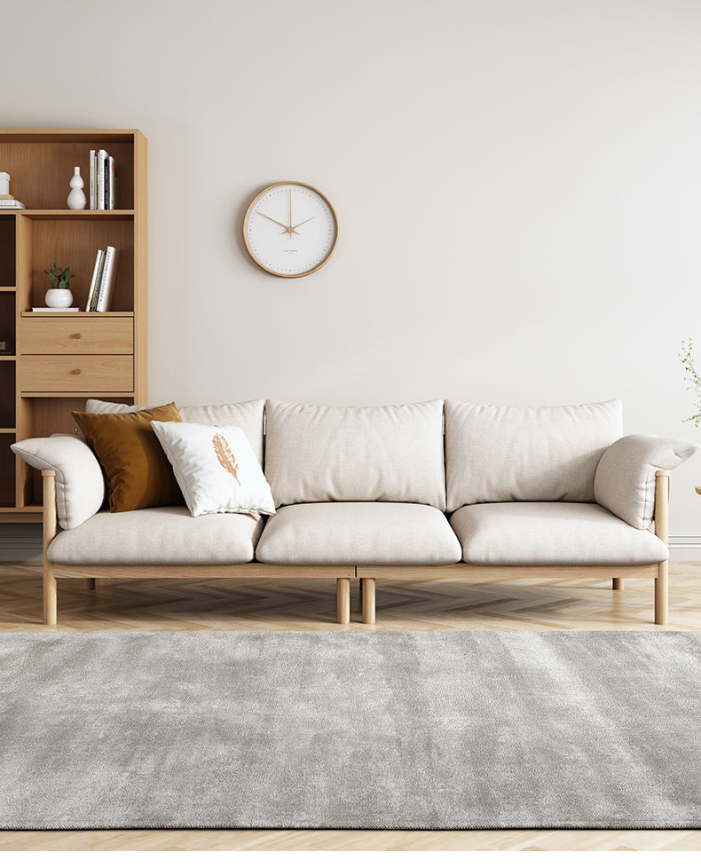 Canapé GRACE en bois massif au design nordique japonais (6 tailles au choix, 8 couleurs de tissu au choix)