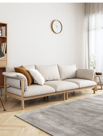 Canapé GRACE en bois massif au design nordique japonais (6 tailles au choix, 8 couleurs de tissu au choix)