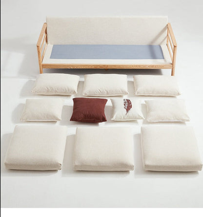Canapé GRACE en bois massif au design nordique japonais (6 tailles au choix, 8 couleurs de tissu au choix)