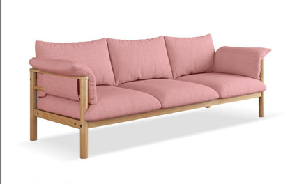 Canapé GRACE en bois massif au design nordique japonais (6 tailles au choix, 8 couleurs de tissu au choix)