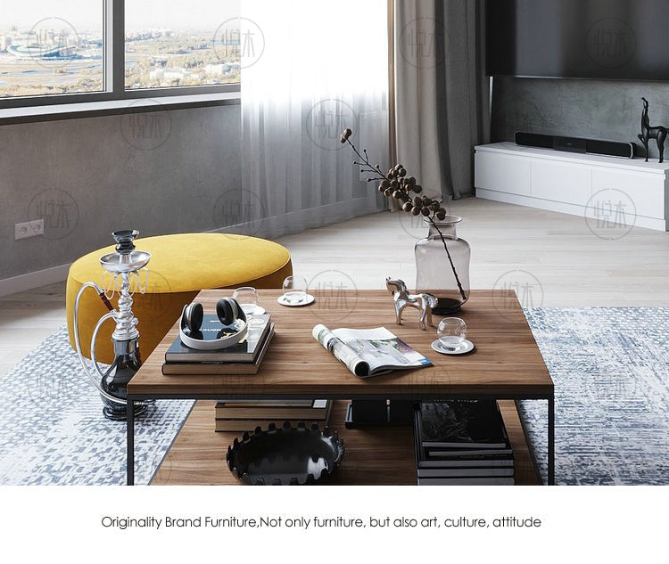 Geneviève RADISSON Table basse nordique rétro en bois massif (2 tailles, 4 couleurs)