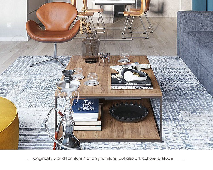 Geneviève RADISSON Table basse nordique rétro en bois massif (2 tailles, 4 couleurs)