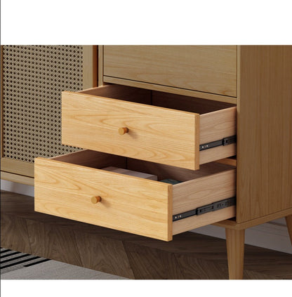 Buffet HAILEY en rotin avec portes coulissantes, style côtier et insulaire, en bois massif (2 couleurs, 2 tailles)