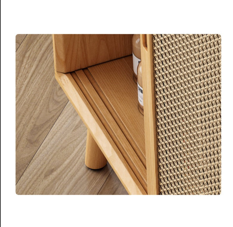 Buffet HAILEY en rotin avec portes coulissantes, style côtier et insulaire, en bois massif (2 couleurs, 2 tailles)