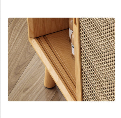 Buffet HAILEY en rotin avec portes coulissantes, style côtier et insulaire, en bois massif (2 couleurs, 2 tailles)