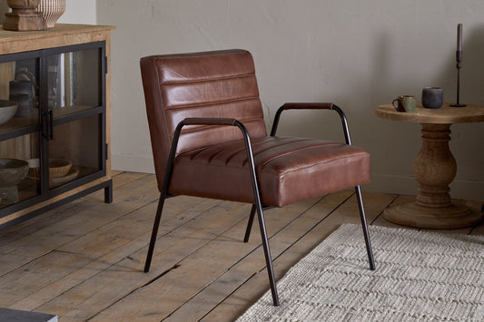 Fauteuil d'appoint en cuir Hadithi - Marron chocolat