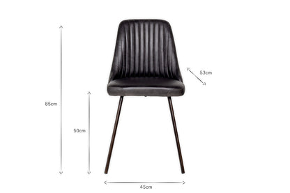 Chaise de salle à manger en cuir Harsha - Noir vieilli