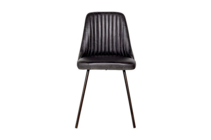Chaise de salle à manger en cuir Harsha - Noir vieilli