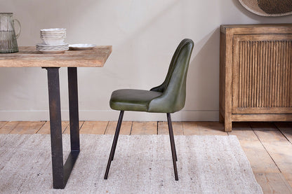 Chaise de salle à manger en cuir Harsha - Vert riche