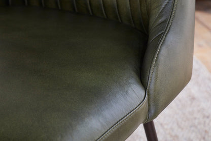 Chaise de salle à manger en cuir Harsha - Vert riche