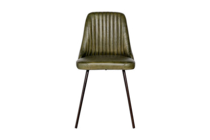Chaise de salle à manger en cuir Harsha - Vert riche