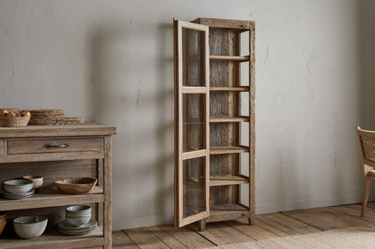 Armoire Ibo en bois recyclé et verre - Naturel - Grande