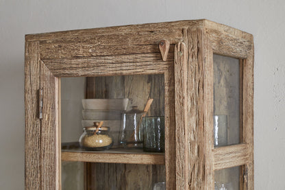 Armoire Ibo en bois recyclé et verre - Naturel - Grande
