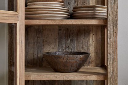Armoire Ibo en bois recyclé et verre - Naturel - Grande