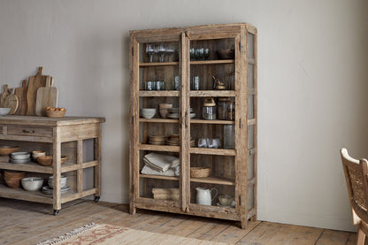 Armoire Ibo en bois recyclé et verre - Naturel - Large