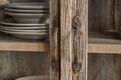 Armoire Ibo en bois recyclé et verre - Naturel - Large