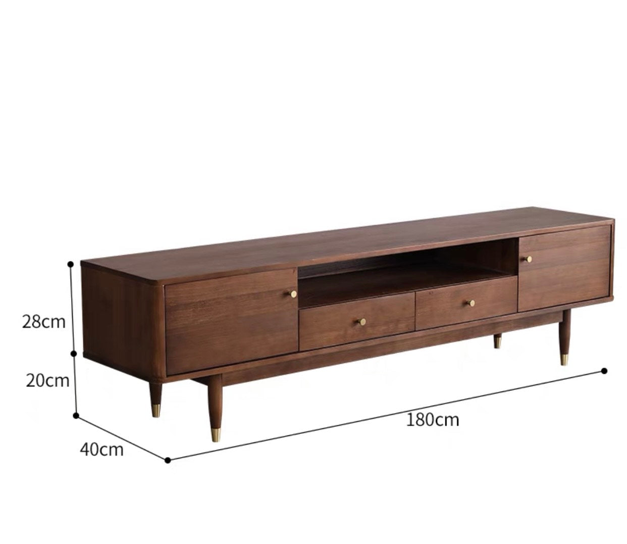 Meuble TV console en bois massif nordique ELIJAH au design simple et moderne 