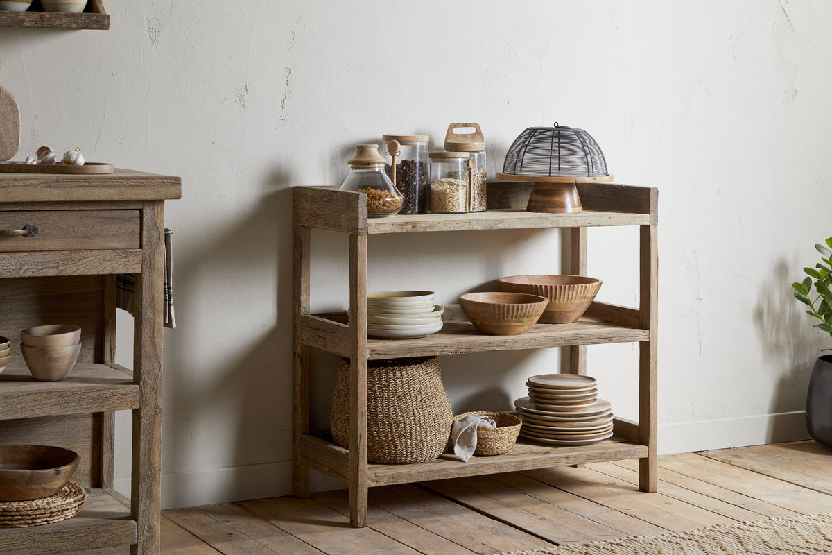 Étagères de garde-manger en bois recyclé Ibo - Naturel