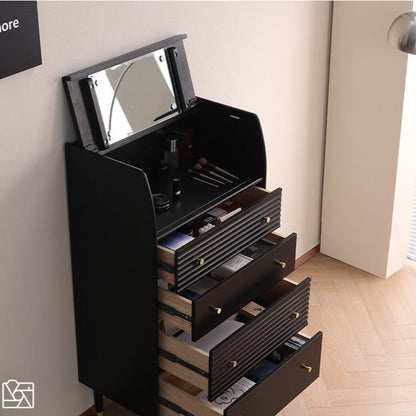 ISABELLE TOKYO Coiffeuse nordique avec miroir et style scandinave japonais (couleur noyer, noir, gris, blanc)