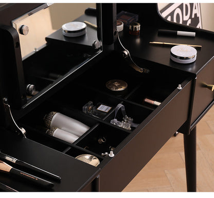 ISABEL TOKYO Commode Coiffeuse Miroir Japonais Scandinave (Couleur Noyer, Noir Blanc, Gris)