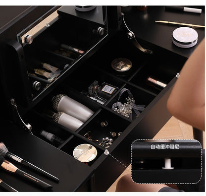 ISABEL TOKYO Commode Coiffeuse Miroir Japonais Scandinave (Couleur Noyer, Noir Blanc, Gris)