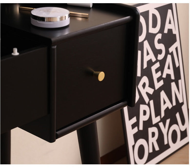 ISABEL TOKYO Commode Coiffeuse Miroir Japonais Scandinave (Couleur Noyer, Noir Blanc, Gris)