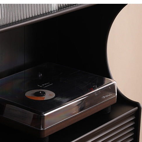 Buffet japonais scandinave en verre ISABEL TOKYO (noyer, noir, gris, blanc) 