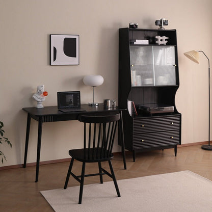 Buffet japonais scandinave en verre ISABEL TOKYO (noyer, noir, gris, blanc) 