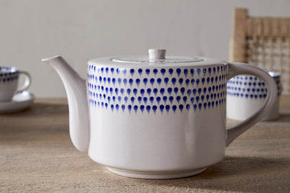 Théière Indigo Drop pour 4 personnes - Crème et indigo