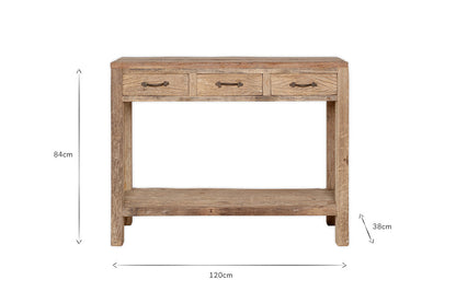 Console 3 tiroirs en bois recyclé Ibo - Naturel
