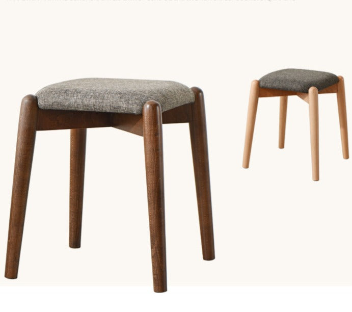 Tabouret de coiffeuse Isabella OSAKA en bois massif, style japonais scandinave, idéal pour le maquillage ou la toilette.