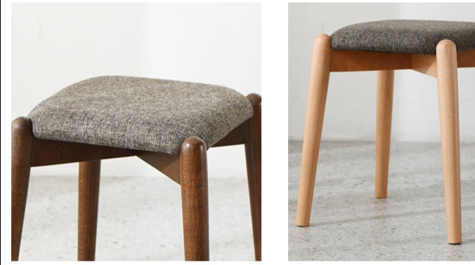 Tabouret de coiffeuse Isabella OSAKA en bois massif, style japonais scandinave, idéal pour le maquillage ou la toilette.