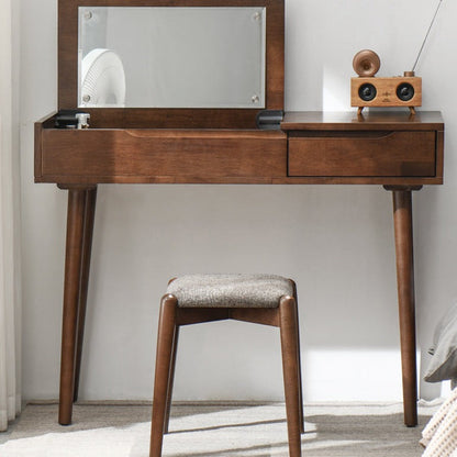 Tabouret de coiffeuse Isabella OSAKA en bois massif, style japonais scandinave, idéal pour le maquillage ou la toilette.
