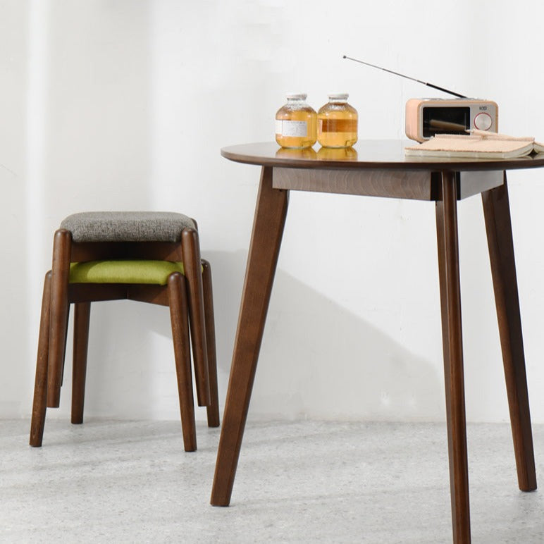 Tabouret de coiffeuse Isabella OSAKA en bois massif, style japonais scandinave, idéal pour le maquillage ou la toilette.