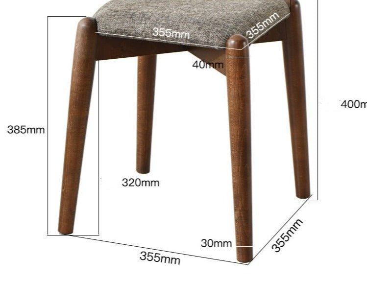 Tabouret de coiffeuse Isabella OSAKA en bois massif, style japonais scandinave, idéal pour le maquillage ou la toilette.