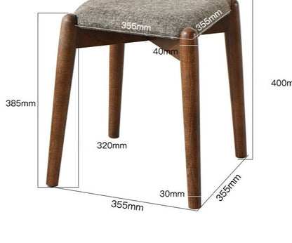 Tabouret de coiffeuse Isabella OSAKA en bois massif, style japonais scandinave, idéal pour le maquillage ou la toilette.