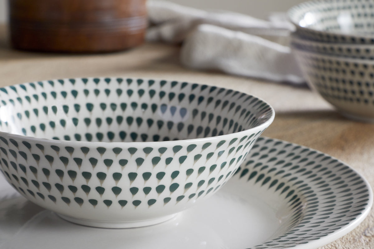 Service de table Juniper Drop – Crème et genévrier (lot de 12)