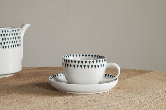 Tasse et soucoupe Juniper Drop - Crème et genièvre